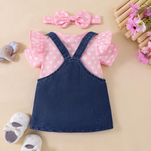 Image of Baby Girl Clothes Newborn Ruffle Romper Elephant Jeans Skirt 0-18M