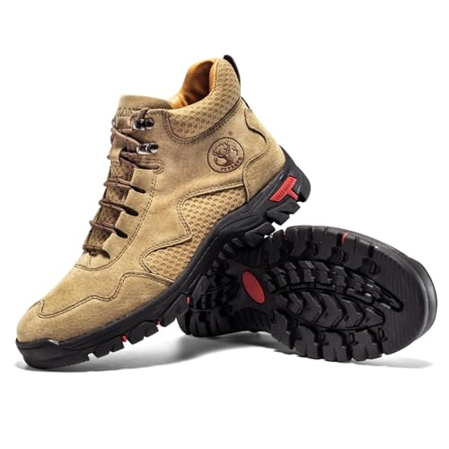 Image of FLYLAND Men's Chukka Boots Casual Leather Shoes Ankle Shoes Non Slip Breathable Comfortable Mid Top for Outdoor Driving Walking