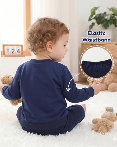 Image of NZRVAWS Toddler Baby Boy Clothes Infant Fall Winter Outfit Long Sleeve Pant Top Set 2Pcs Sweatshirt 0 Month-3 Years