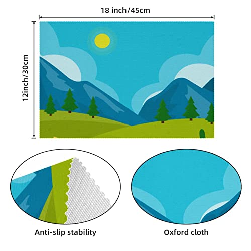 Set de table pour table à manger lot de 6 résistant chaleur motif montagne