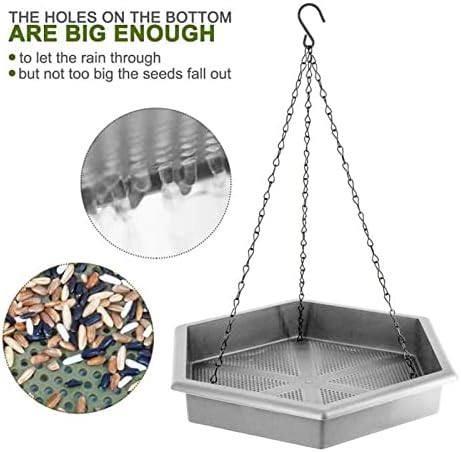 Hanging Bird Bath Bird Feeders, 2 in 1 XL Hanging Bird Feeder & Bird Baths for Outdoors, Wild Bird Feeders Hanging Bird Feeder Tray (Grey)