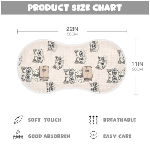 vvfelixl Cartoon Kitten with Glasses Burp Cloths for Baby Boy Girls Baby Washcloths Burp Rags 1 Pack2