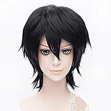Anime Blue Exorcist mens Okumura Rin cosplay wig Ao no Exorcist role play black short hair costumes Edogawa Ranpo wig Blue Exorcist black REYHS