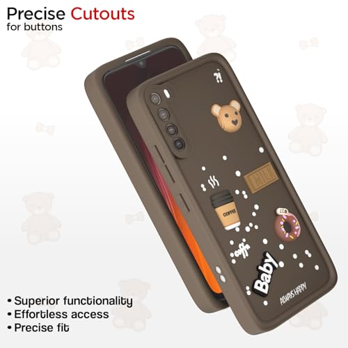 Image of Outlouders Back Cover for Redmi Note 8 | 3D Cartoon Cute Fun Bear | Silicone Full Body Protection Bumper Case (Brown)