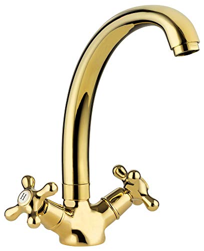 Cocina Grifo Fregadero Sanlingo Nostálgico Dos Manija Giratorio Latón Antiguo Cover