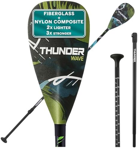 SereneLife SUP Paddle – 3 Piece Adjustable Paddle board Oar with Lightweight Fiberglass Shaft 71" - 87", Durable Nylon Composite Blade - For Stand Up Paddleboard, Surfing, Flatwater Paddling & Racing