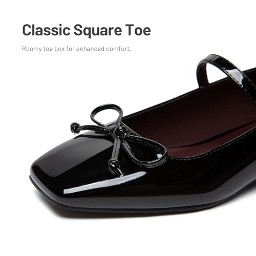 Image of Athlefit Women's Mary Jane Flats Dressy Comfortable Square Toe Ballet Flats Shoes with Buckle Strap