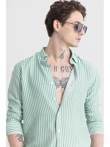 Image of Men's Cotton Casual Printed Striped Stylish Shirt for Men