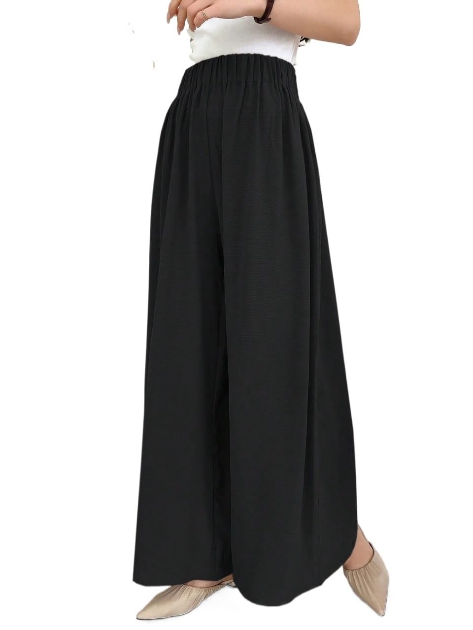 RAISER Womens Business Work Casual Pants Wide Leg Pants With Elastic Long Length