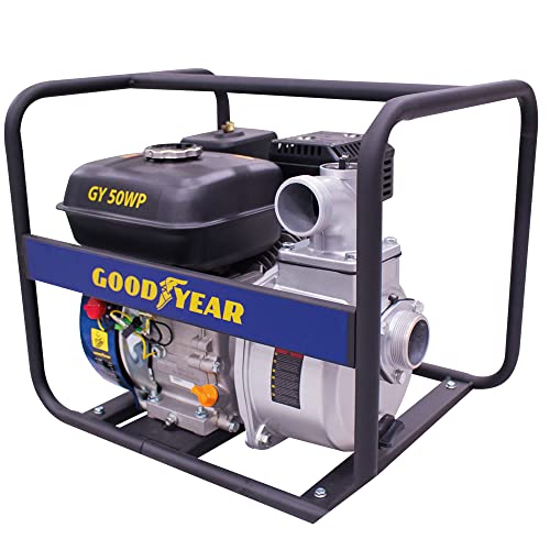 Motobomba de agua a gasolina 4.000W. Motor de gasolina 4 tiempos OHV 196cc. Altura máxima de elevación 7 metros. Caudal máximo 35.000 litros/hora (580 l/m)