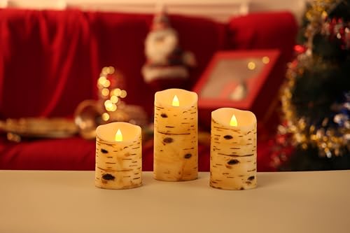 Comenzar A-12 Flameless Candles Birch Bark Candle Led Candles Birch Grain Candles(H: 456 Inch X D: 3.25") Electric Candle Faux Candles thumb #4