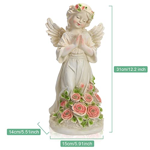 Garden Decor Angel Statue, Outdoor Patio Garden Sculptures & Statues, Solar Yard Decorations Lawn Ornaments Figurines For Outside #TOP2