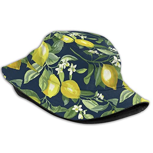 Unisex Bucket Hat Travel Beach Sun Hat Cute Fisherman Hats Summer Outdoor Packable Cap for Women Men Teens Lemon