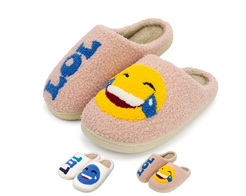 Smiley Face Slippers for Women Soft Plush Lightweight Cozy Indoor and Outdoor Slippers Slip-on House slippers, Slippers for Men Slip-on Anti-Skid Sole Smiley Slippers for girls Cute and Cumfy
