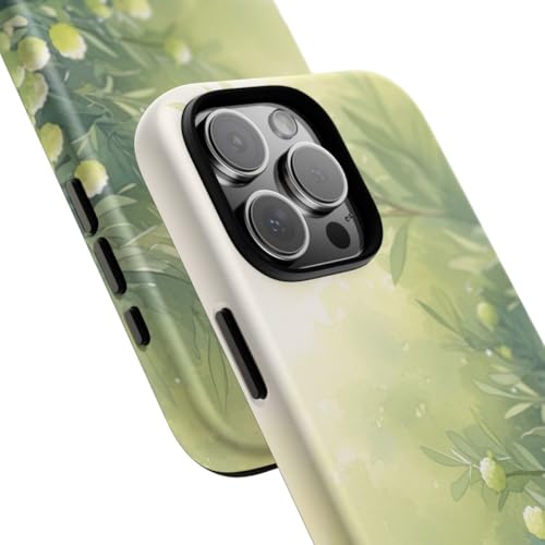 Coque iPhone 16 Pro Max rigide mate avec illustration aquarelle botanique verte - 2