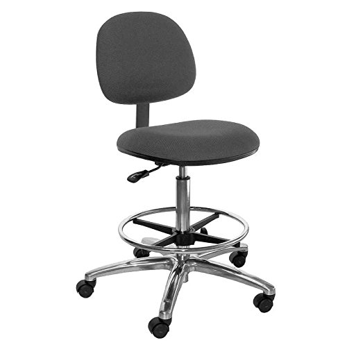 ESD-Safe Adjustable 21-31" Fabric Chair with Chrome Base, Footring and Casters