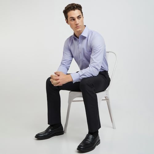 Image of Raymond Men Cotton Slim Fit Structure Pattern Semi Cut Away Collar Formal Shirt
