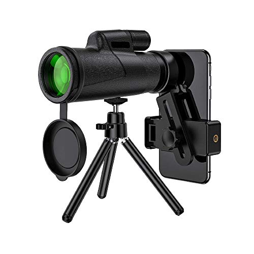 Telescopio monocular de Alta definición 12x50, Lente FMC con Prisma Bak4, monocular Impermeable con Soporte para teléfono igente y trípode.