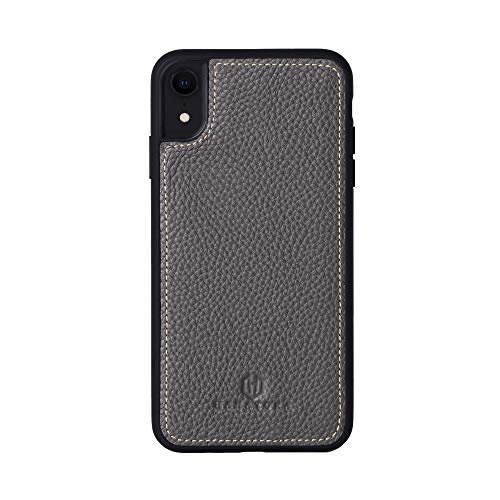 iPhone XR 本革ケース シュリンクカーフレザー 耐衝撃 ハンドメイド ギフト おしゃれ シンプル 大人可愛い メンズ レディース スマホケース 深緑色 ダークグリーン オリーブグレー SPG-XR-OliveGray