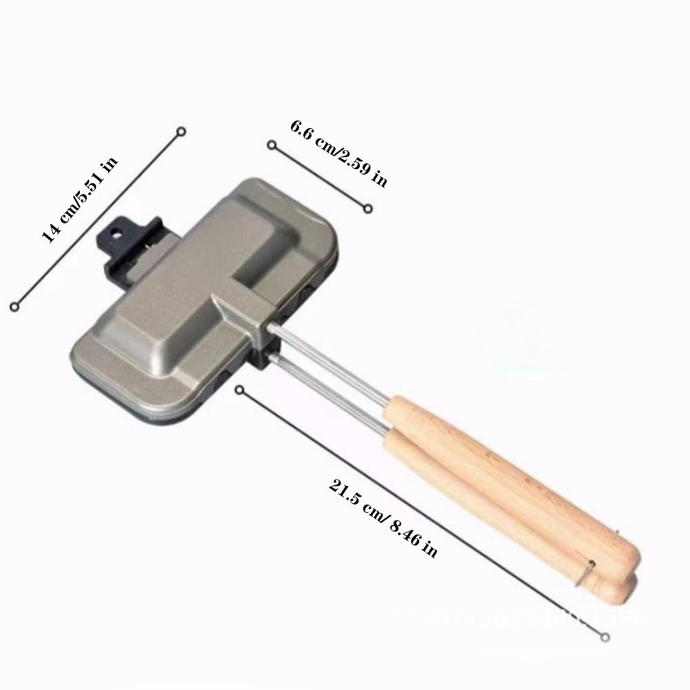 Double-Sided Hot Sandwich Maker, Hot Dog Toaster With Removable Handle, Nonstick Sandwich Baking Pan, Double Sided Frying Pan For Breakfast Double Color