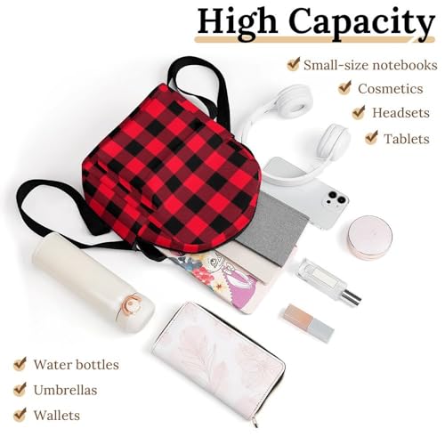 Red And Black Buffalo Plaid Backpacks Laptop Mini Backpacks for Women Travel Shoulder Bag Bookbag Rucksack Daypack 10 Inch3