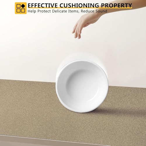 Image of WochiTV Shelf Liner for Cabinets, Drawer Non Adhesive Non Slip Foam Mat for Kitchen, Pantry, Bathroom, Cupboard, Garage, Closet, Shelves, Drawer, Tool Box, Tan 11.8 x 59 inches