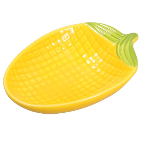 Alipis Creative Corn Shaped Ceramic Dipping Sauce Plate, Multi-Color Appetizer Plate for Salads, Salsas, and Home Decor, 4.52 X 3.18 X 0.98 Inches