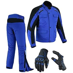 Motorpak voor heren | jas | broek | lederen handschoenen | Cordura textiel CE gepantserd waterdicht gewatteerd…