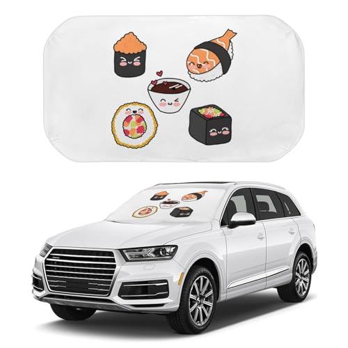 車用サンシェード 寿司 かわいい 折りたたみ式 傘型 遮光 遮熱 取付簡単 収納便利