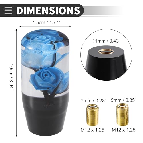 Motoforti Universal Rose Flower Car Gear Shift Knob, Manual Automatic Stick Gear Shifter Knob, 10cm, Acrylic, Blue, 1 Set - Thumbnail 5