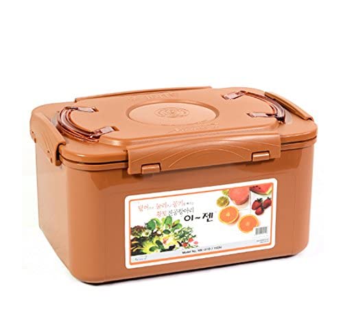 E-Jen Premium Kimchi, Sauerkraut Container Probiotic Fermentation With Inner Vacuum Lid (Earthenware Brown, 2.9 Gal/ 11L) #TOP2