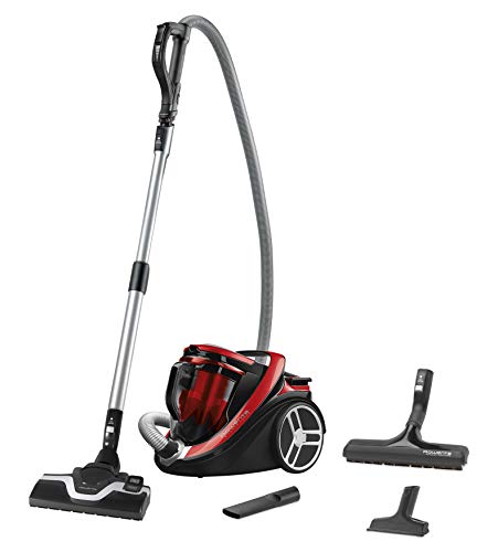 Rowenta Silence Force Cyclonic RO7649 - Aspiradora sin bolsa para parqué, con cabezal Power Air, deslizamiento óptimo, ergonómica, depósito de suciedad de 2.5 l, Color Rojo Y Negro
