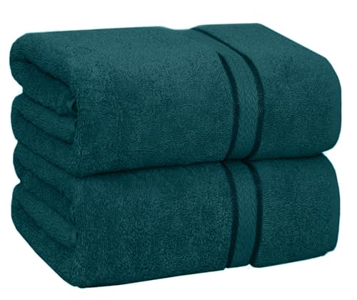 COTTON CRAFT Ultra Soft Bath Sheets - 2 Pack - 35 x 70 - Absorbent Quick Dry Everyday Luxury Hotel Bathroom Spa Gym Shower Beach Pool Travel Dorm - 100% Ringspun Cotton - 580 GSM - Easy Care - Teal