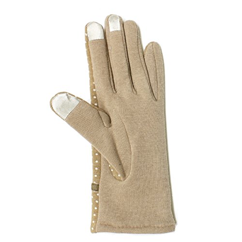 LL Womens Touch Screen Gloves for Smartphone Texting Fleece Lined, Many Styles (Medium/Large-Dot, CamelDot)