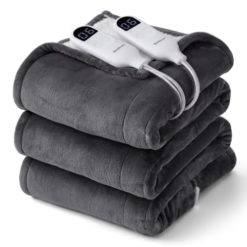 Image of Bedsure Electric Blanket King Size - Dual Control Heated Blanket King Size, Fast Heating with 6 Time Settings & 6 Heat Settings, Warm Gift for Grandma (100x90 inches, Dark Grey)