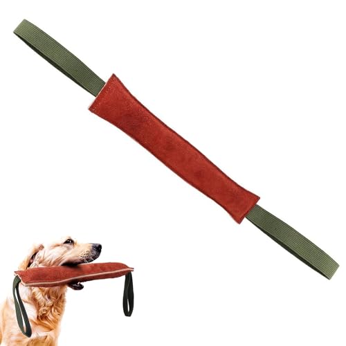 DIFLAX Beisswurst für Hunde, Leder Hund Zerrspielzeug, 30 cm Lange, Sehr Robustes Training Zubehör, Hundespielzeug mit Nylon Handschlaufe zum Training, Tauziehen und Zerrspiele