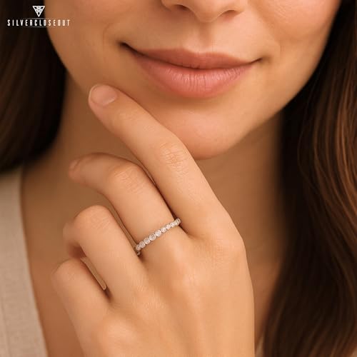 Rhodium Plated Sterling Silver Cz Cubic Zirconia Stackable Womens Eternity Band Promise Ring for Ladies (Size 4-11)4