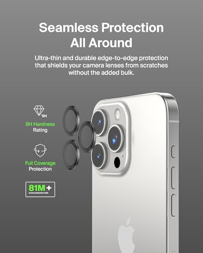 Image of Belkin Tempered Glass Camera Lens Protector for Apple iPhone 15 Pro, 15 Pro Max - Case-Compatible Tempered Glass Lens Cover, Apple iPhone Accessories - 2-pack