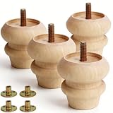Txcucc 2 Inch Wooden Unfinished Bun Feet for Furniture Legs Set of 4