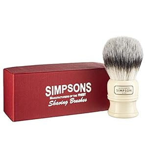 Alexander Simpsons Trafalgar 3 Shaving Brush – T3 Synthetic High Density Fibre Faux Handle Ivory – Simpson Shaving Brushes – Wet Shave Deluxe Thick & Luxurious Lather Dense Extra Soft Bristles