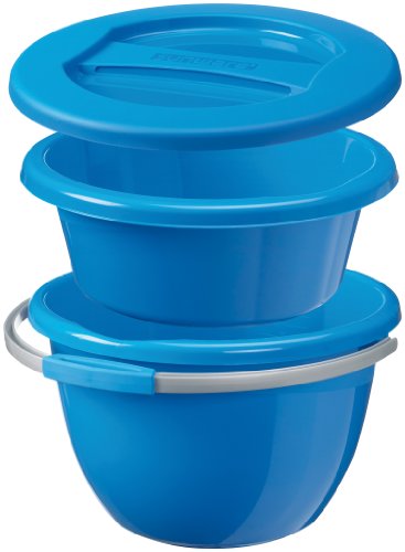 Sunware 16700011 Water Line - Set de Cubo con barreño, Cuenta con Tapa, 14 L de Capacidad