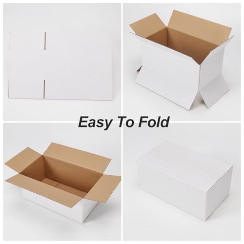 Image of 10x7x4 Shipping Boxes Set of 40, 3 Layers E Watts White Corrugated Cardboard Small Business Packing Box for Mailing, Moving