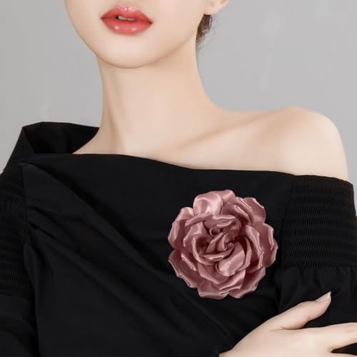 Image of 4.3 inch Red Rose Hair Clip Large Flower Brooches for Women | Charming Flowers Pins for Clothes | Turn Heads with Stylish Rose Hair Clip Flower Brooch Pin for Clothes & Clips for Woman