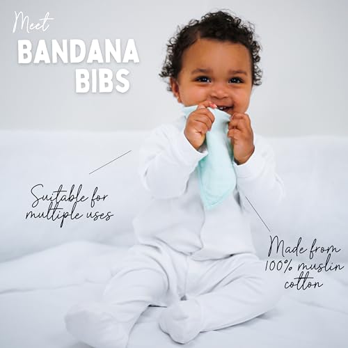 Petite Piccolo Muslin Baby Bibs, 2 Pack, Dribble Bandana Bibs, 100% Cotton, Drool Bibs, Soft and Absorbent, 21.5cm x 41cm - Image 4