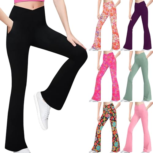 Girls High Waist Slim 𝐁ootcut Pants Causal Stretchy Skinny Pants Fashion Bell-Bottomed Trousers Yoga Sweatpants2