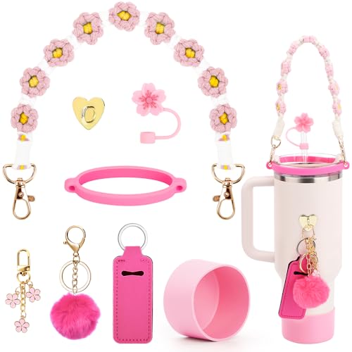 8PCS Stanley Cup Accessories Set, Including Silicone Stanley Flower Straw Cover Cap, Stanley Cup Boot, Water Bottle Strap Handle, Decorative Stanley Charms for Stanley Cup 30oz 40oz Tumbler (Pink) 8PCS Stanley Cup Accessories Set, Including Silicone Stanley Flower Straw Cover Cap, Stanley Cup Boot, Water Bottle Strap Handle, Decorative Stanley Charms for Stanley Cup 30oz 40oz Tumbler (Pink)