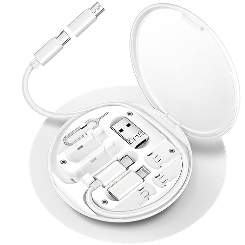 Image of All In One 60W USB Fast Charging Travel Cable Set Type C, Lightening and Micro USB Port Inbuilt Mobile Stand Compatible with iPhone, iPad,Samsung,OnePlus, Mi,Oppo,Vivo,iQOO (White)