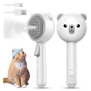 Cat Steam Brush, Brushes for Indoor Cats with Release Button, Dual Speed Spray USB Rechargeable Grooming Supplies, Cat Brush for Shedding Suitable for All Long-haired and Short-haired Pets