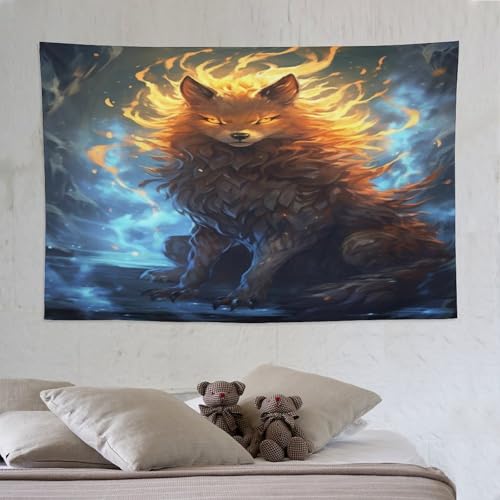 Tapisserie murale renard à neuf queues : créez un cocon zen et bohème dans votre dortoir