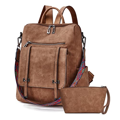 Image of OPAGE Backpack Purse for Women Leather Backpack Purse Travel Backpack Fashion Designer Ladies Shoulder Bags With Wristlets